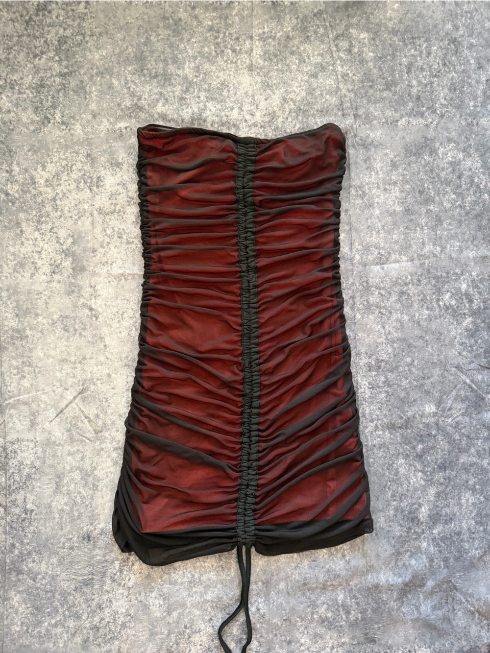 POSTER GRL Black & Burgundy Ruched Strapless Bodycon Mini Dress